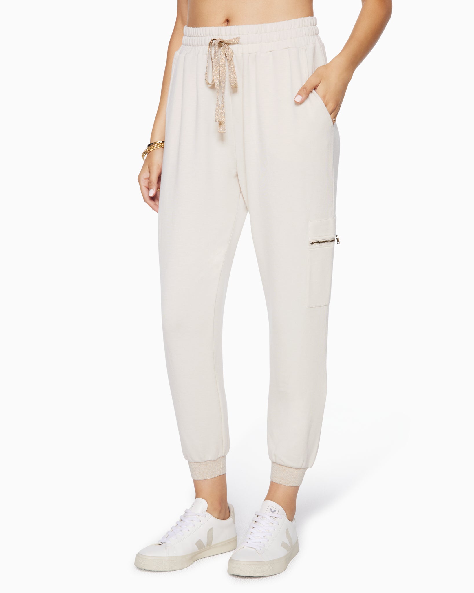  Kendra Drawstring Jogger in Bone