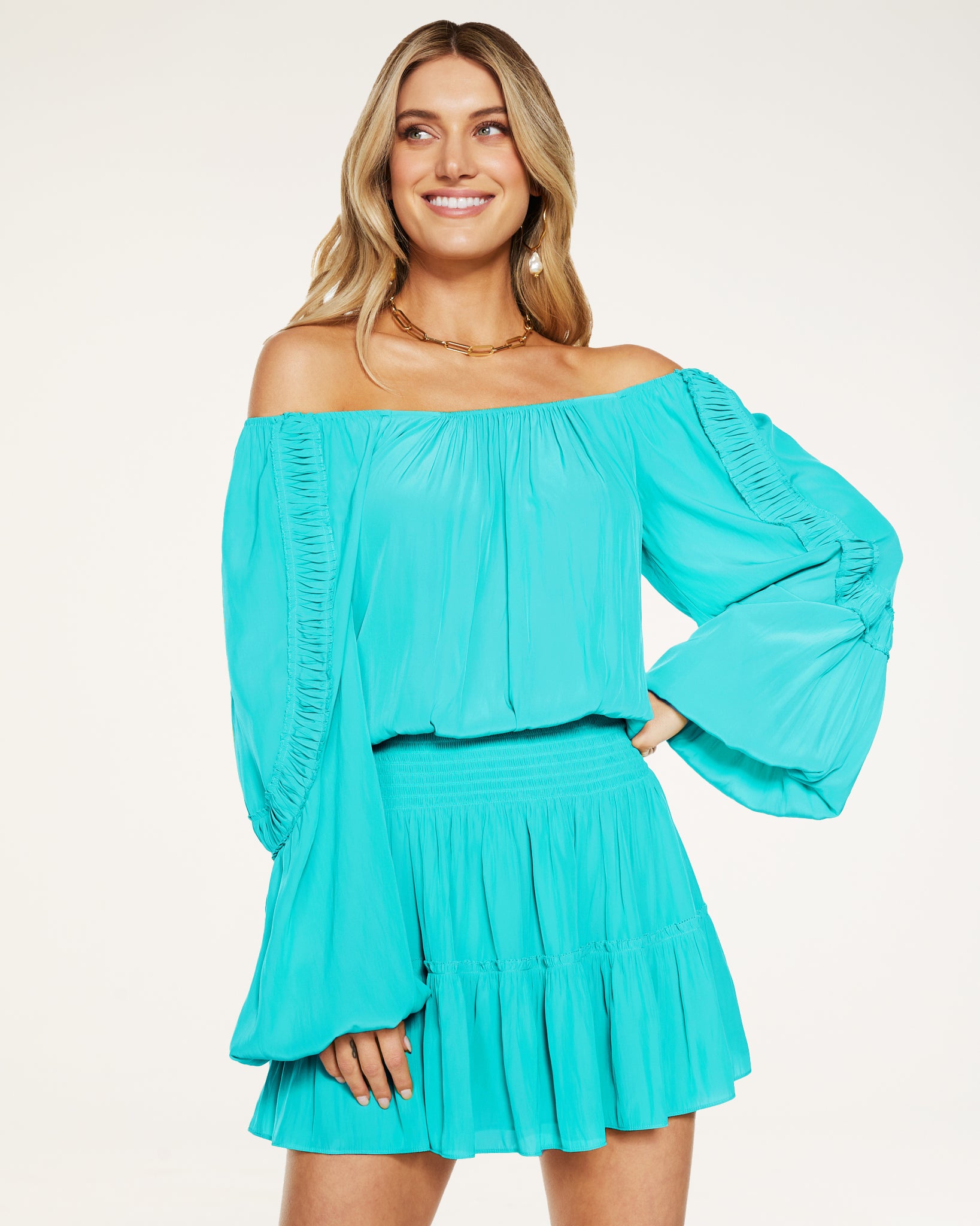  Silvy Tiered Mini Dress in Oasis