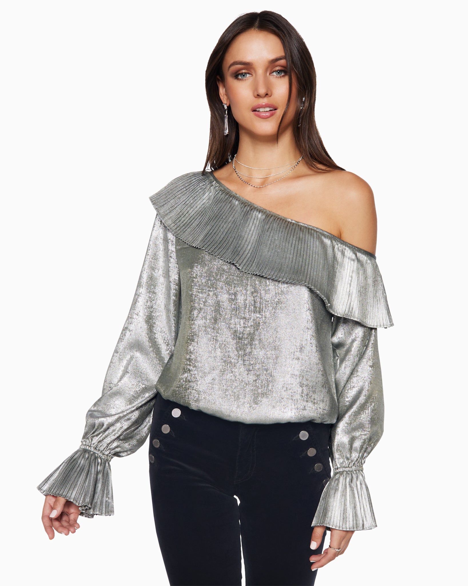  Sharese Off-the-shoulder Top in Gunmetal