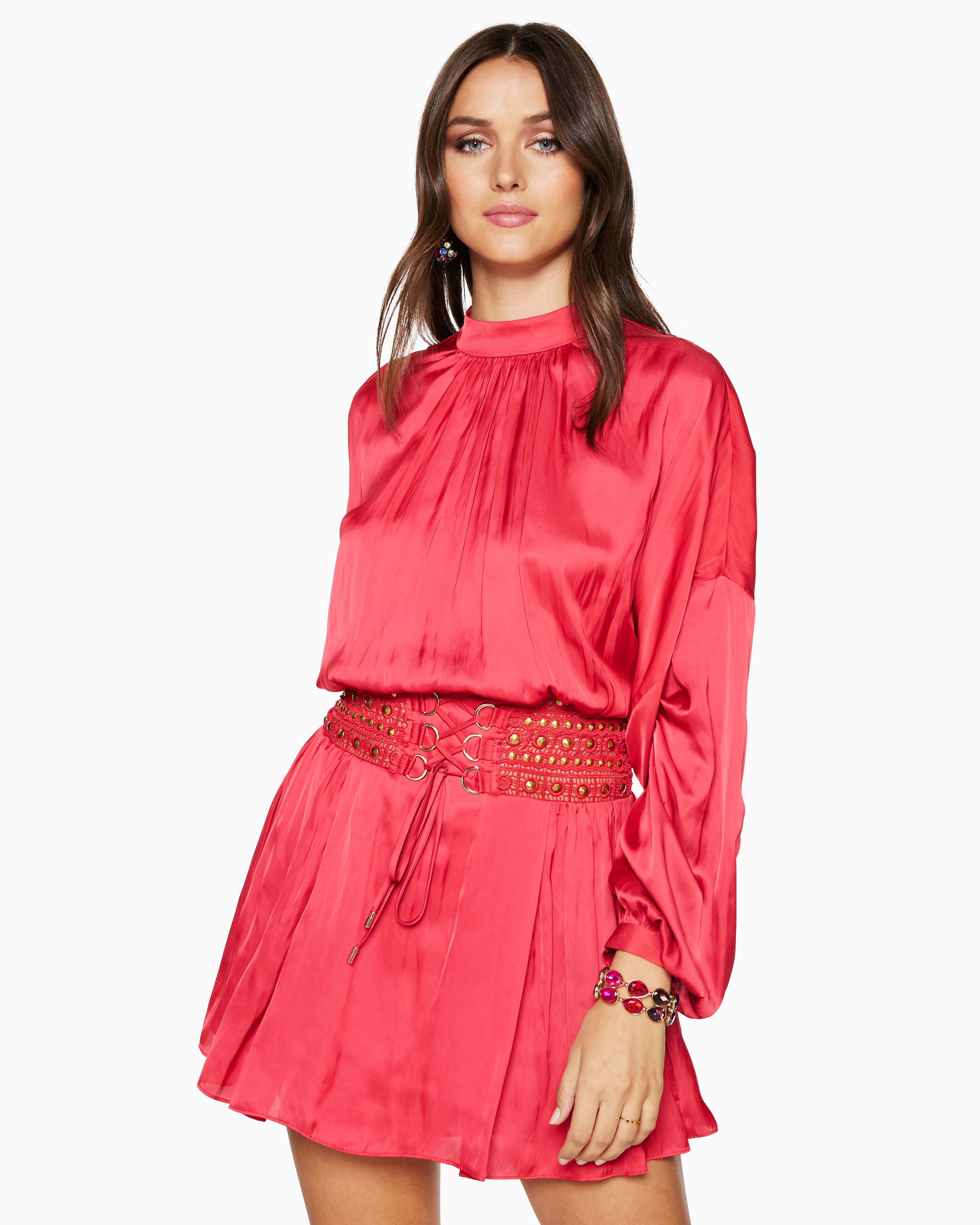  Stella Corset Mini Dress in Rouge