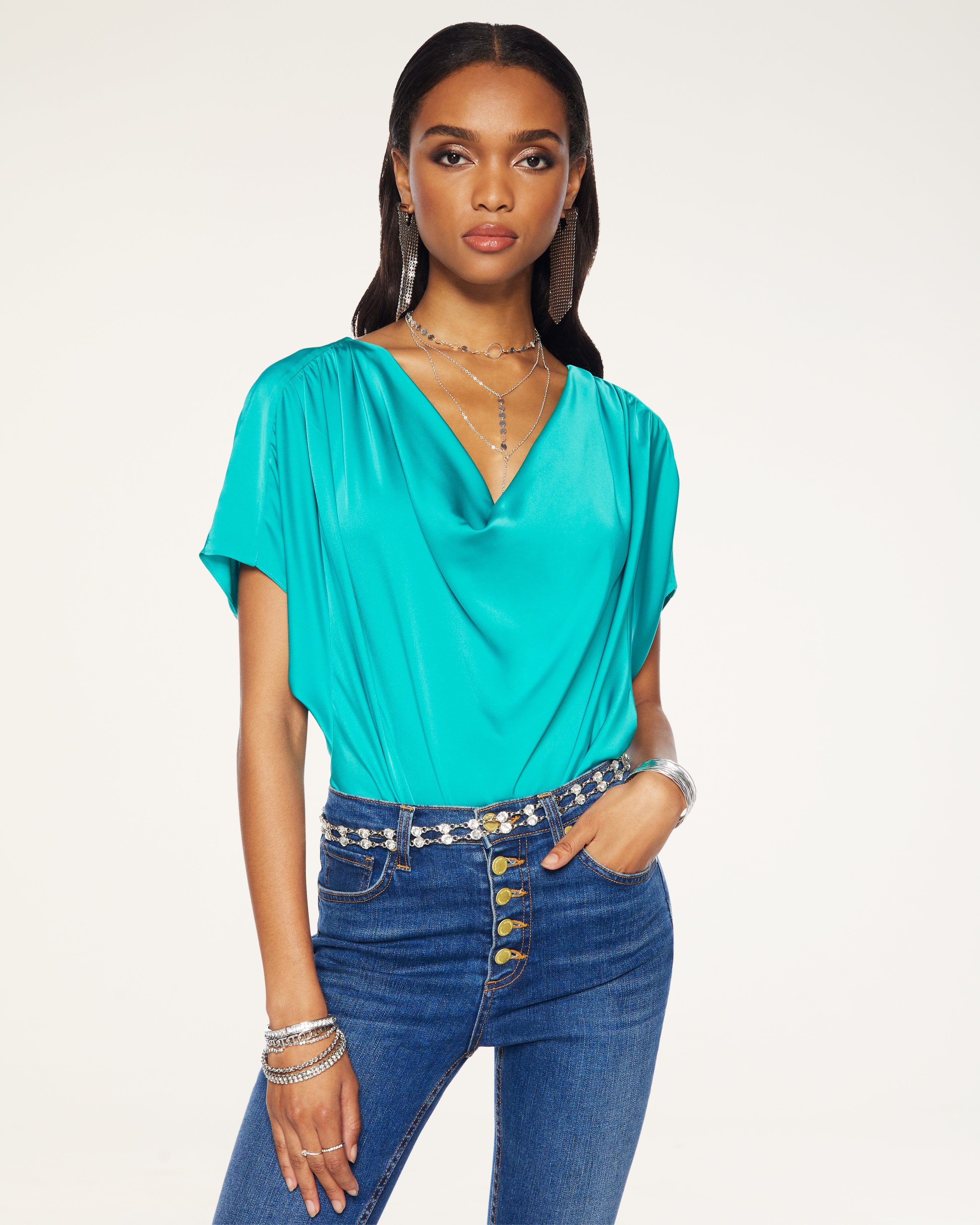  Dorothy Cowl Neck Top in Oasis
