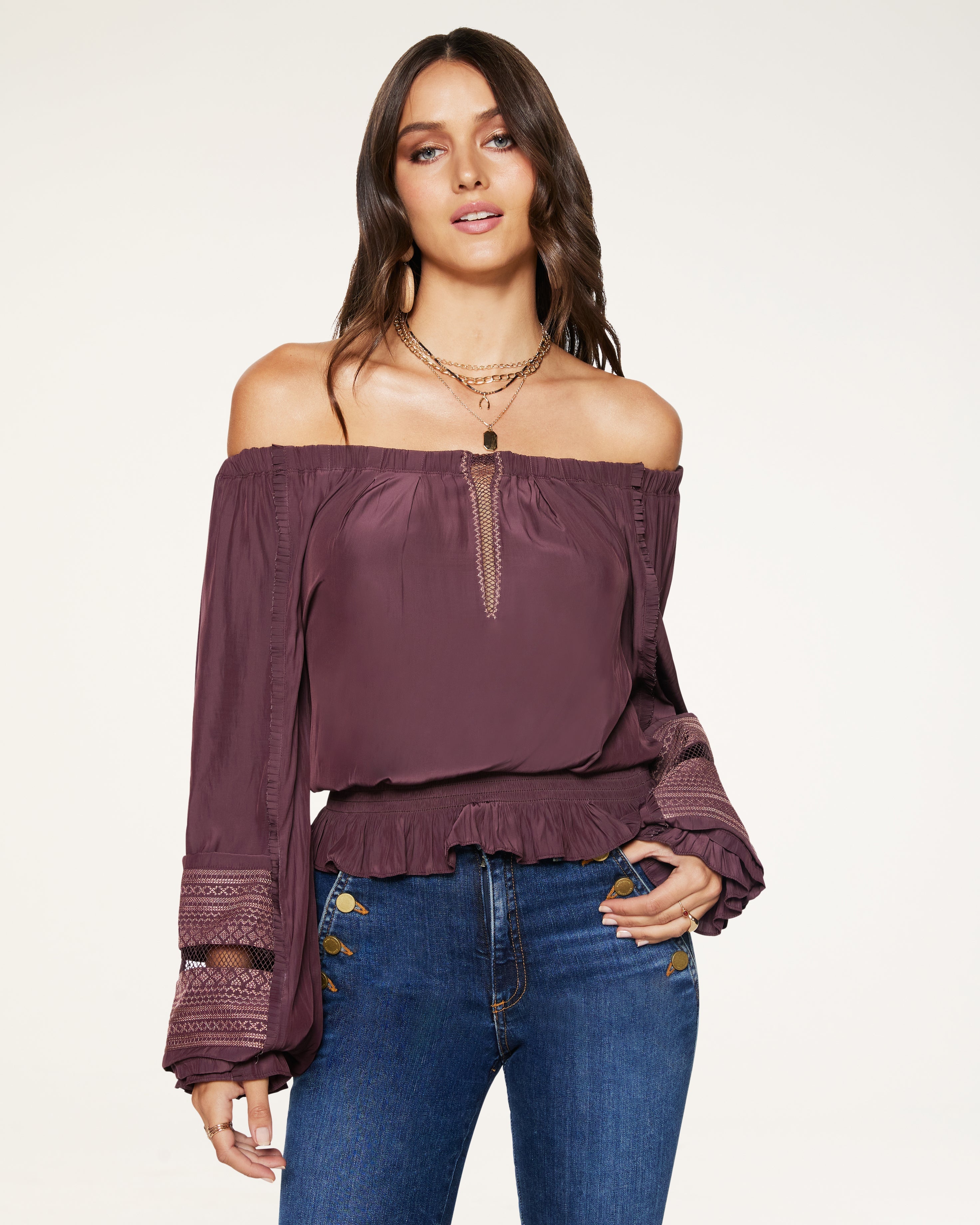  Keely Off-the-shoulder Top in Raisin