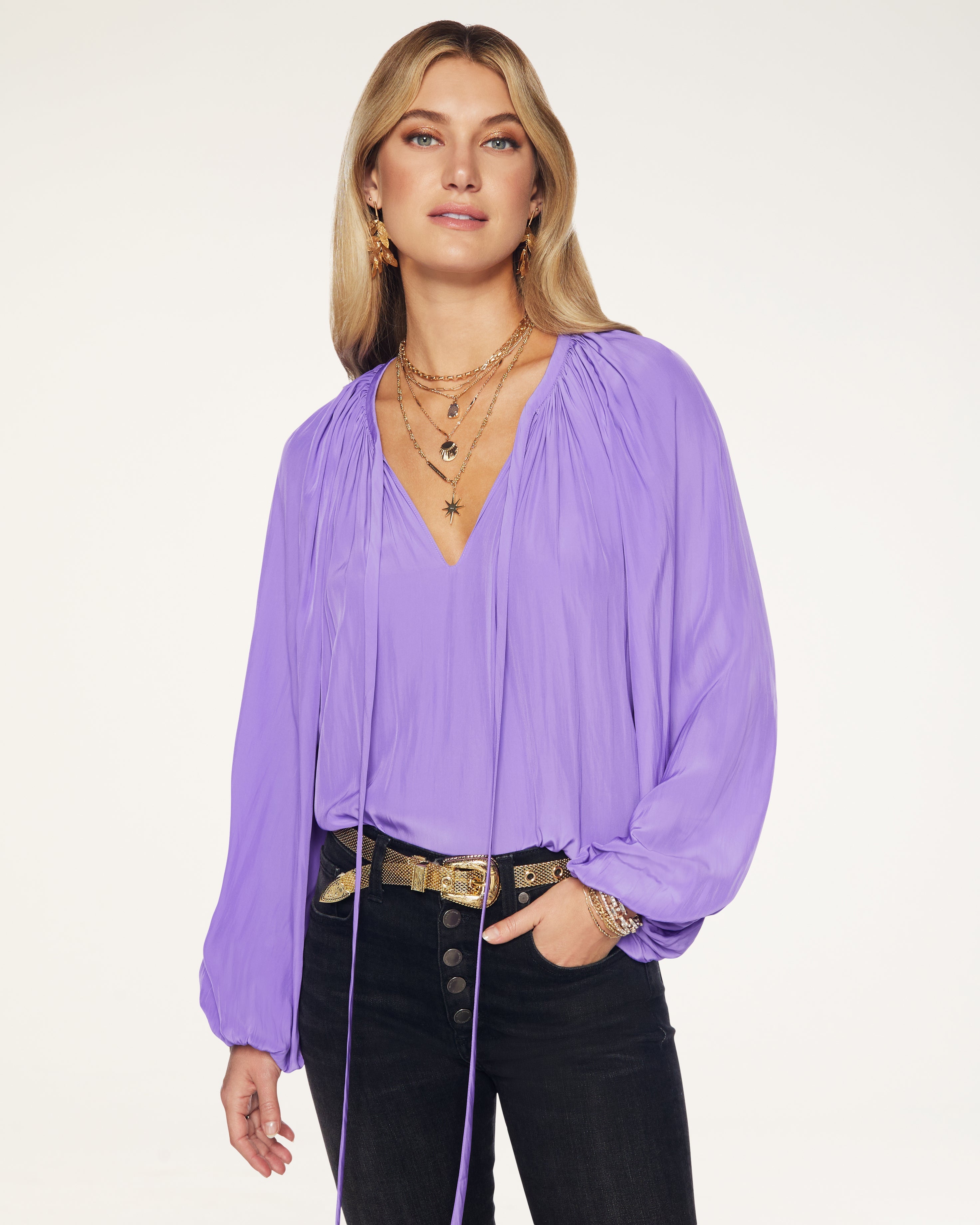  Paris Long Sleeve Blouse in Bright Jasmine