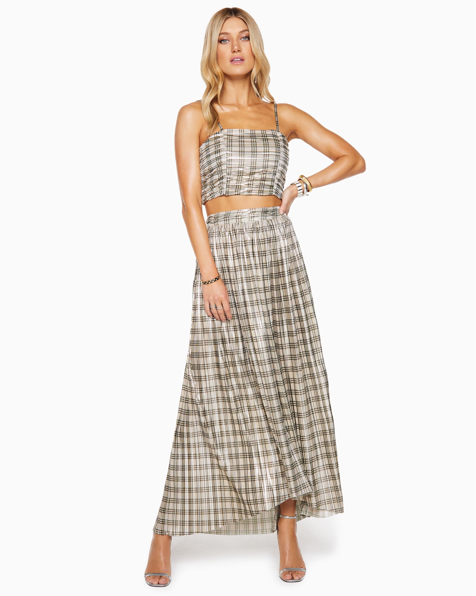  Peyton Pleated Maxi Skirt in Olive