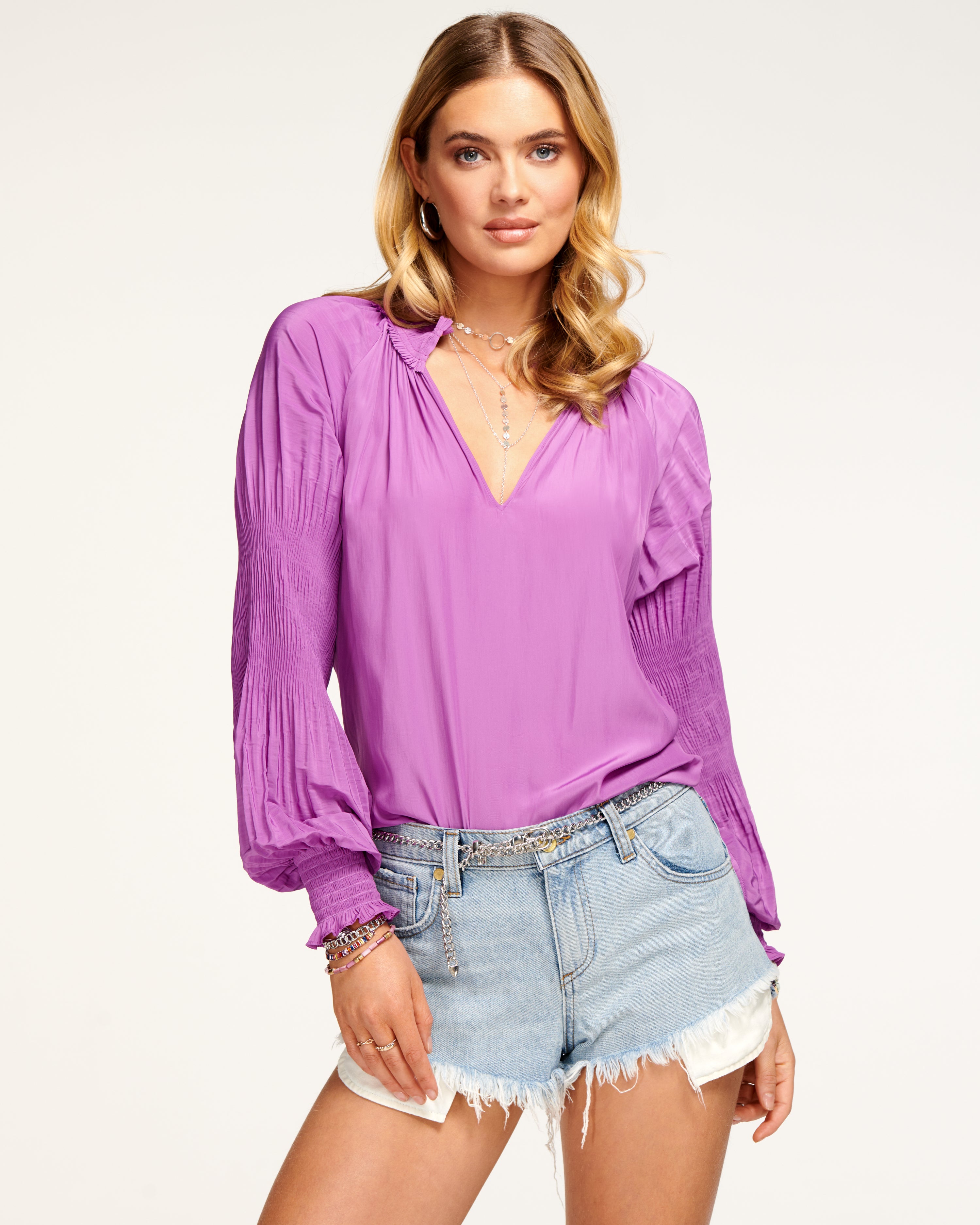  Suzie Puff Sleeve Top in Petunia