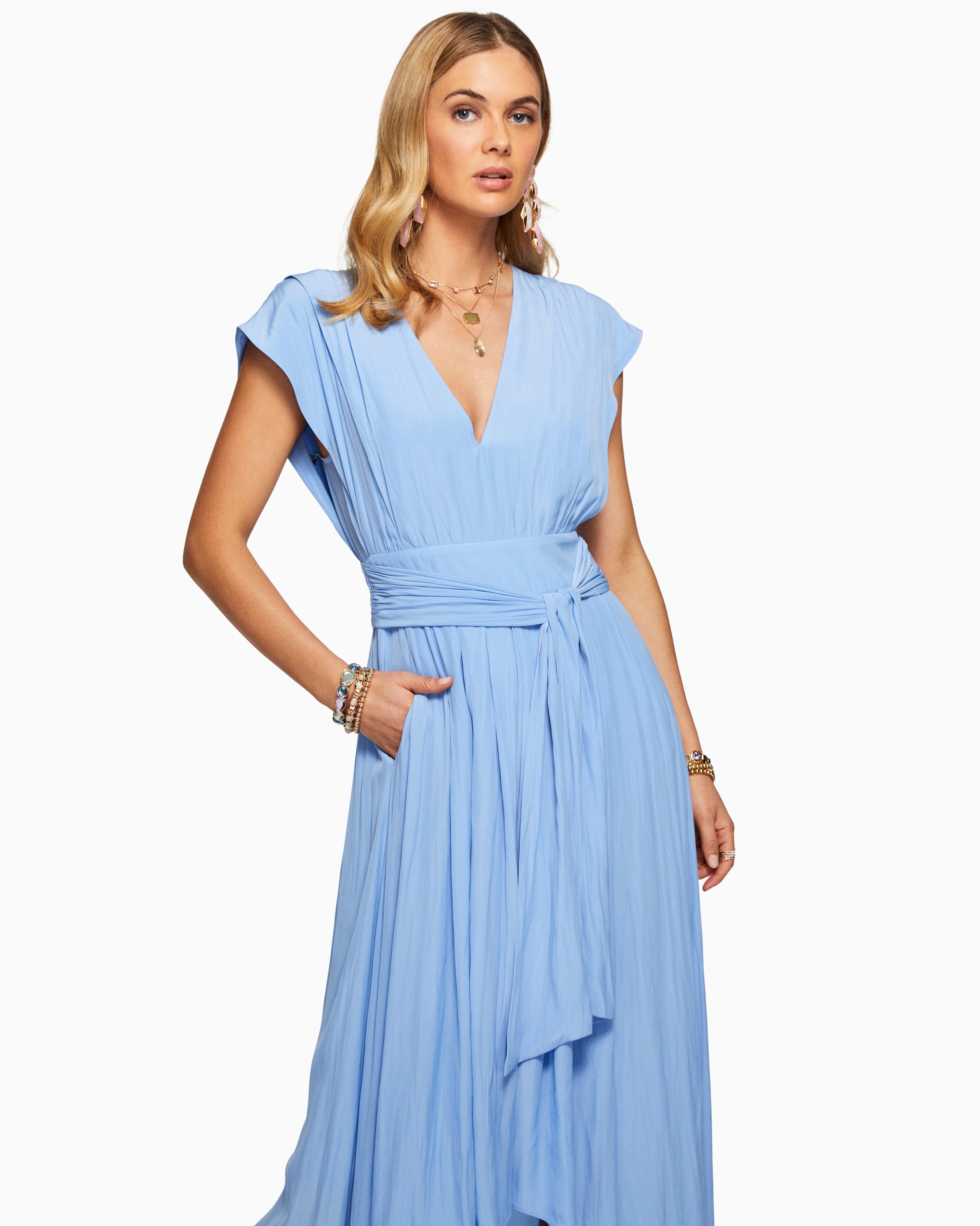  Rebecca V-neck Maxi Dress in Ocean