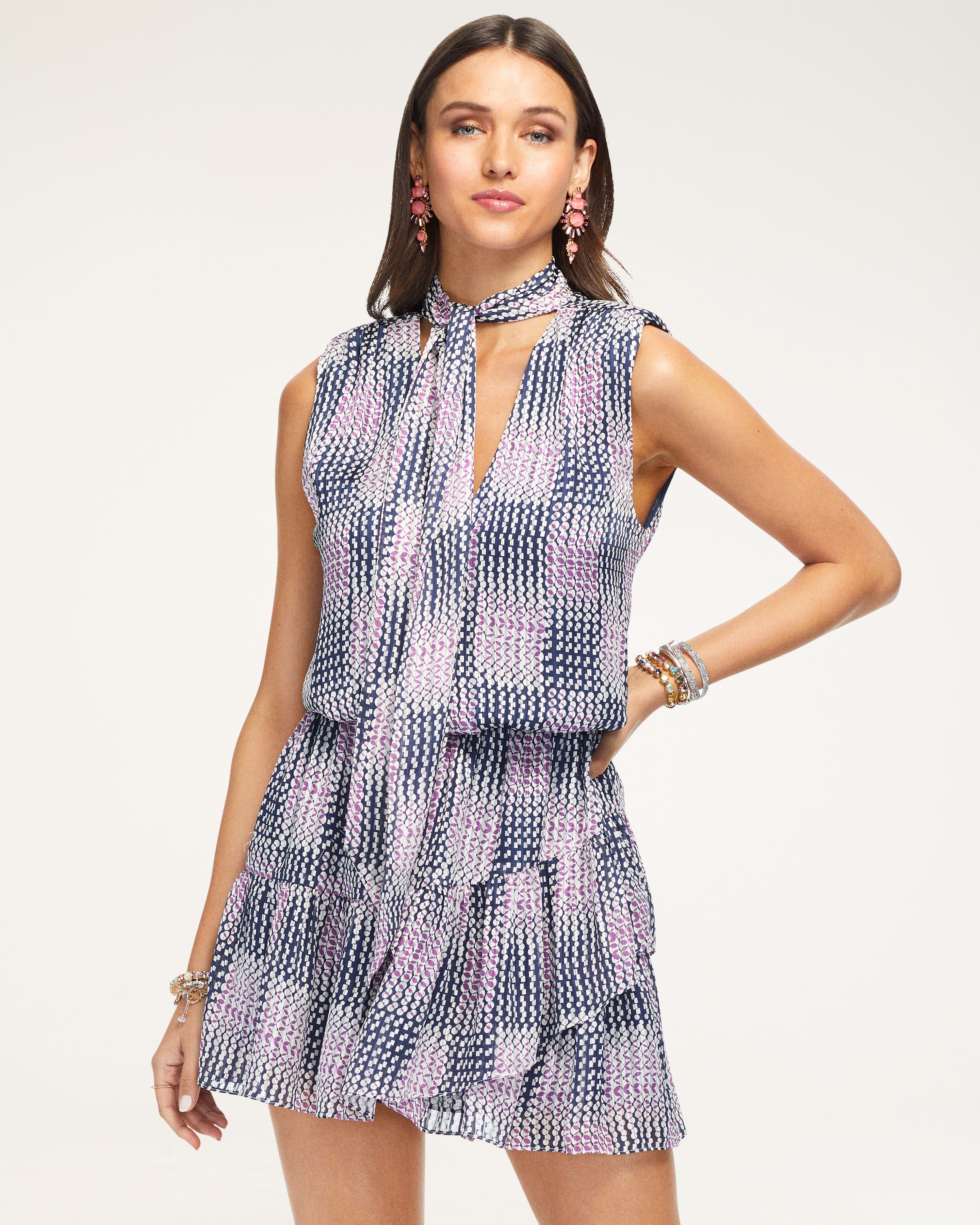  Printed Shawnie Ruffle Mini Dress in Petunia