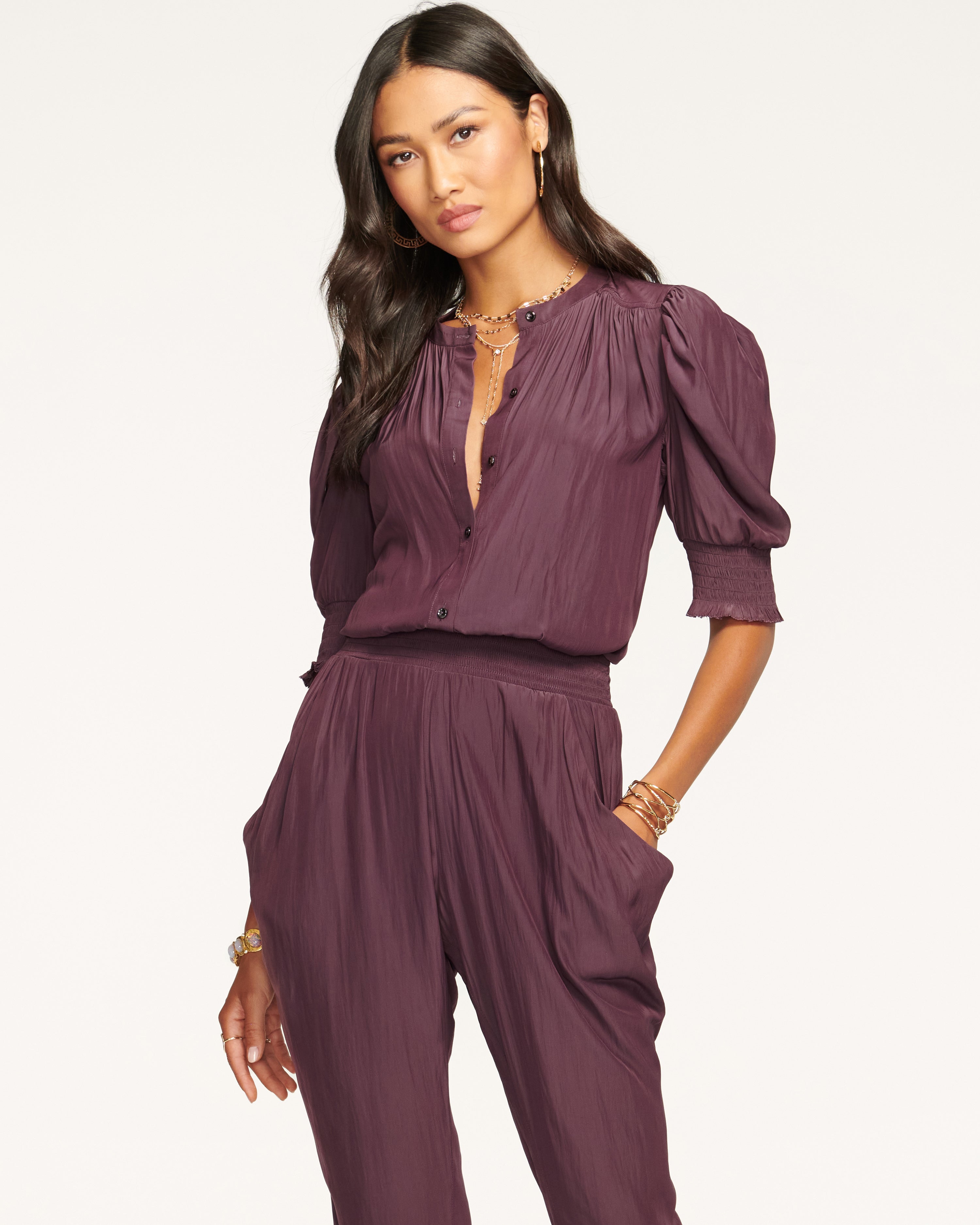 RAMY BROOK TRACEY PUFF SLEEVE JUMPSUIT