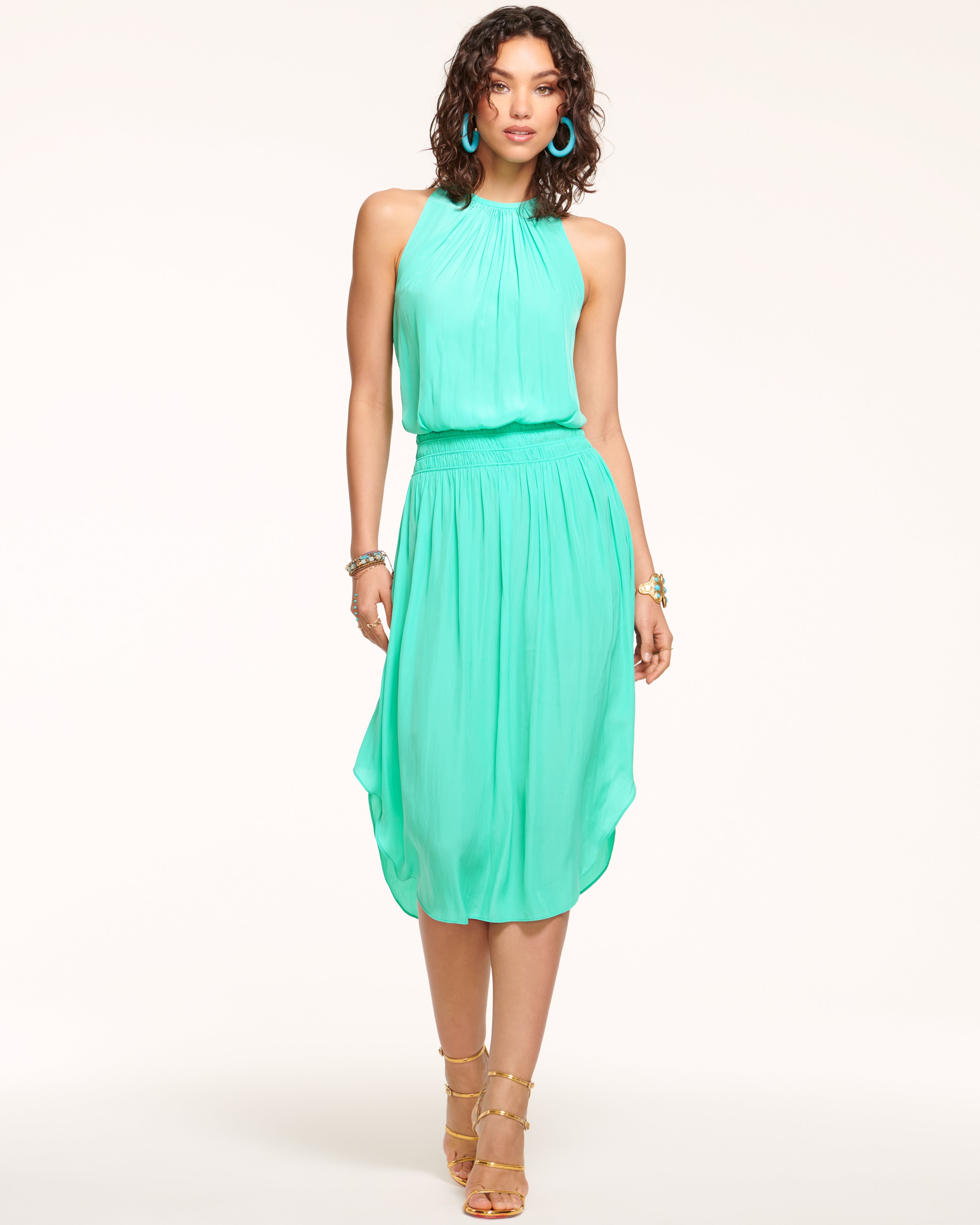 RAMY BROOK AUDREY SMOCKED MIDI DRESS