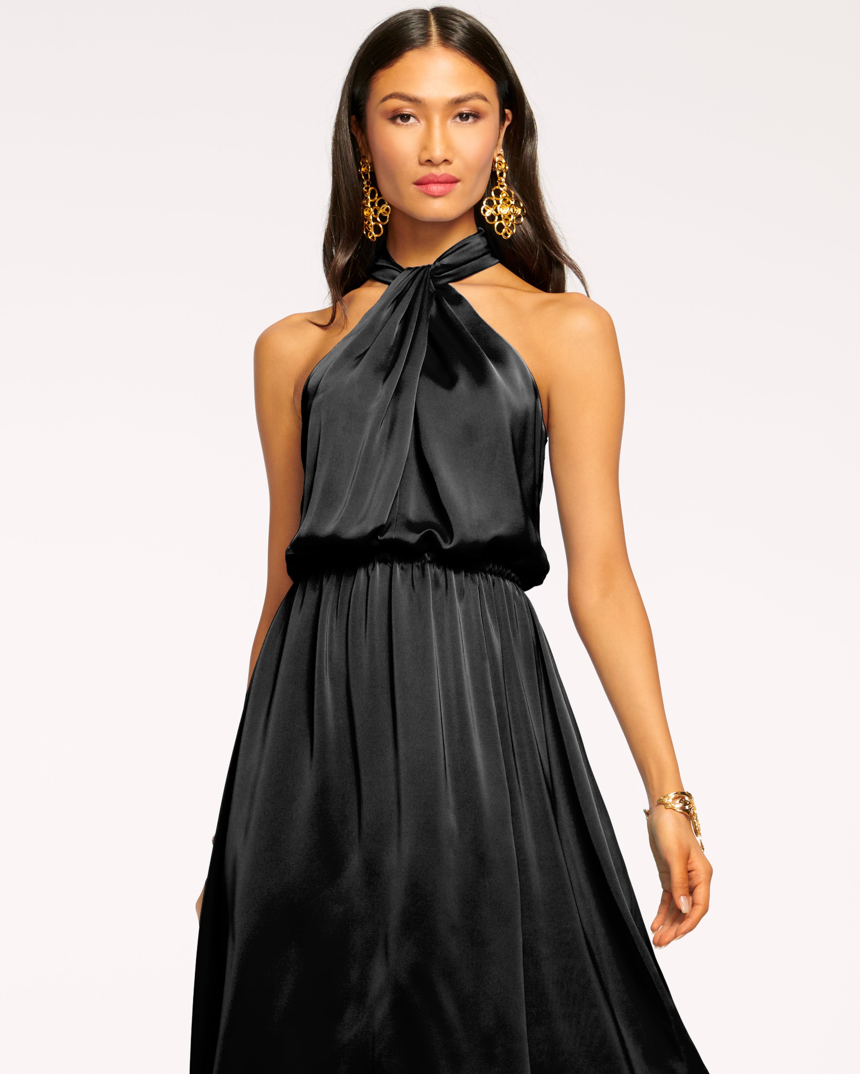 Ramy Brook Dakota Halter Midi Dress In Black | ModeSens