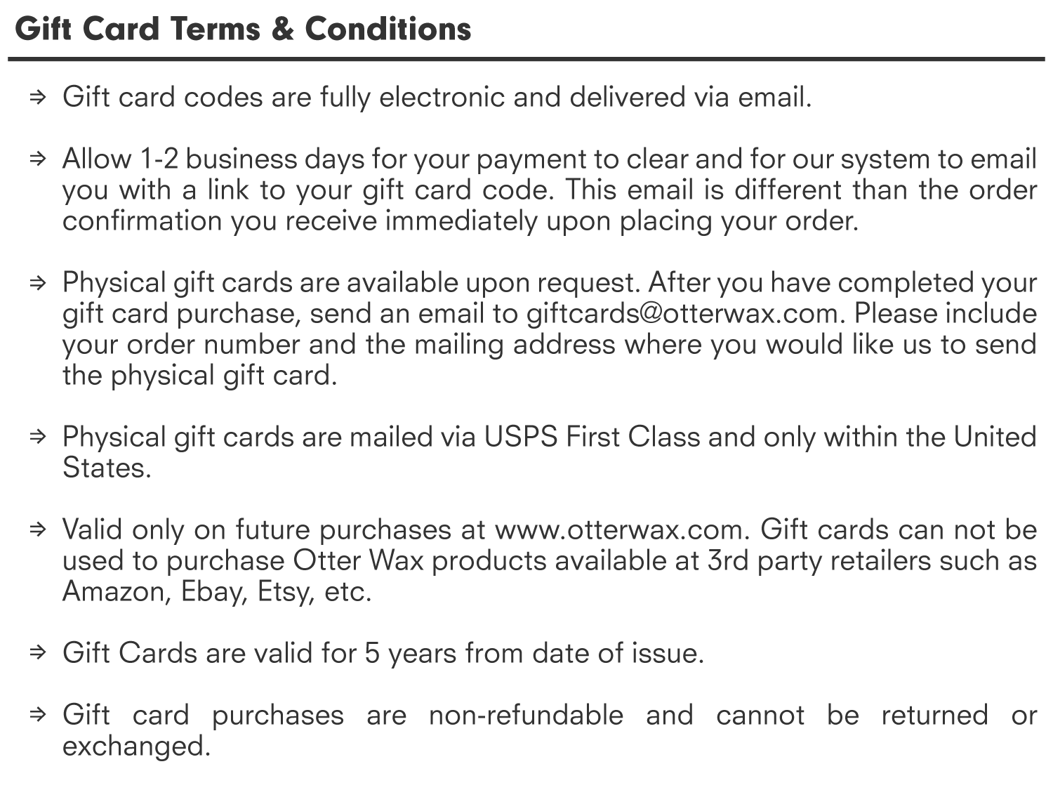 Gift Card Terms And Conditions