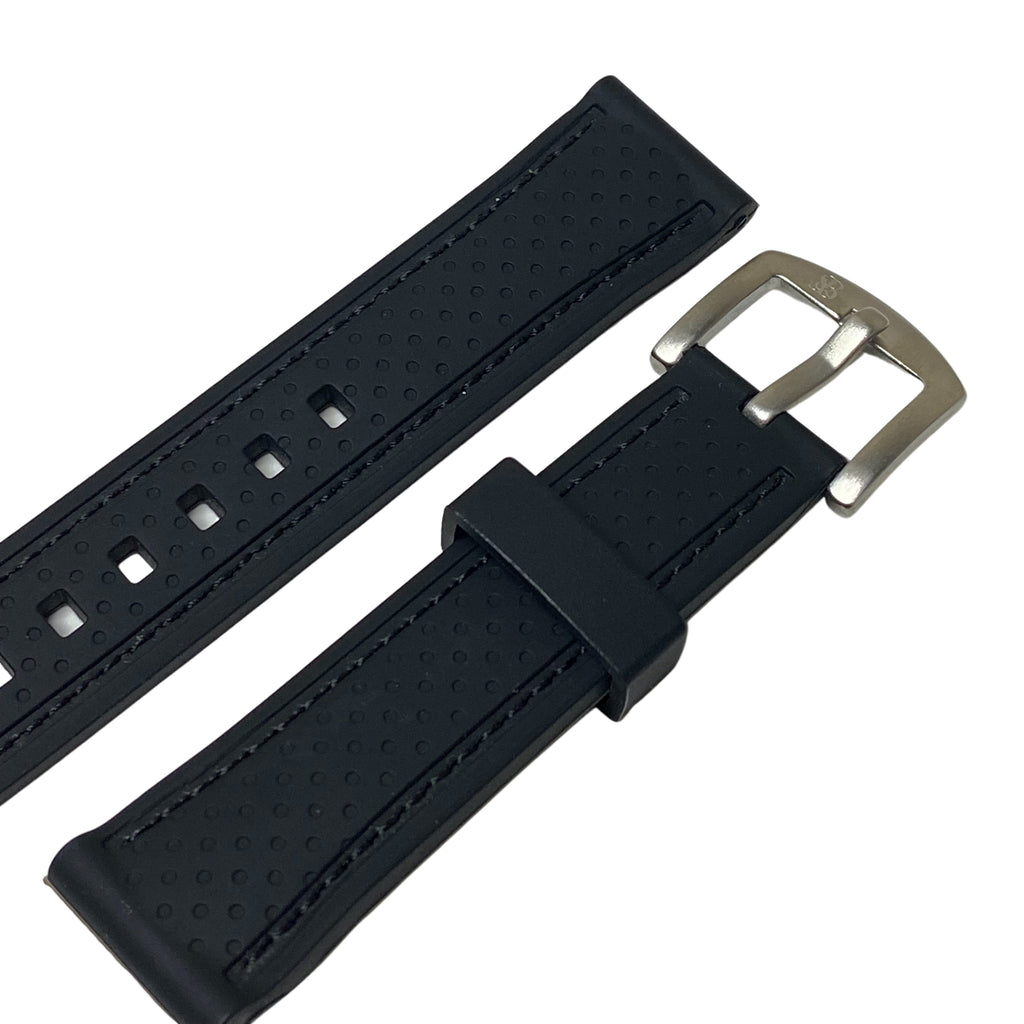 Rubber Men's Watch Strap with Black Stitching