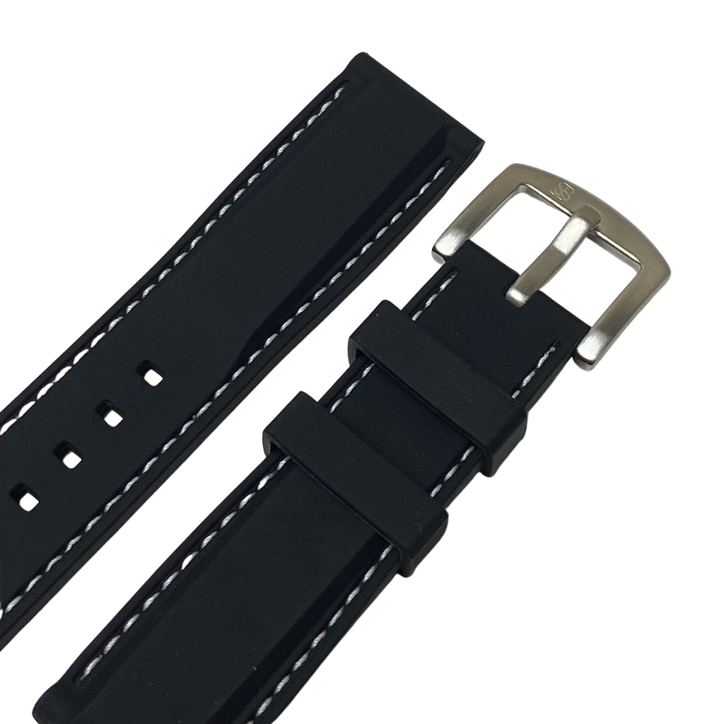 Rubber Men's Watch Strap with White Stitching