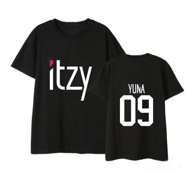 Kpop itzy member name printing black/white/grey t shirt summer style k ...