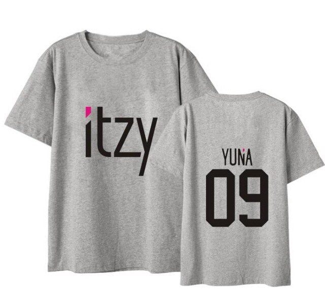 Kpop itzy member name printing black/white/grey t shirt summer style k ...