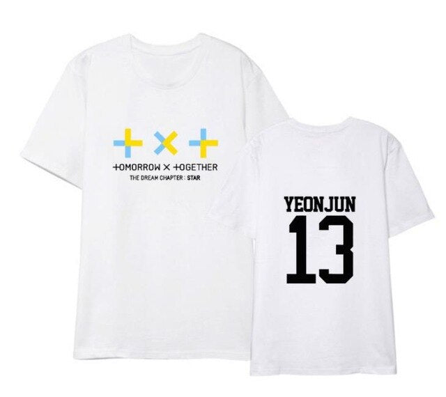 Summer style kpop TXT member name printing short sleeve t shirt for fa ...