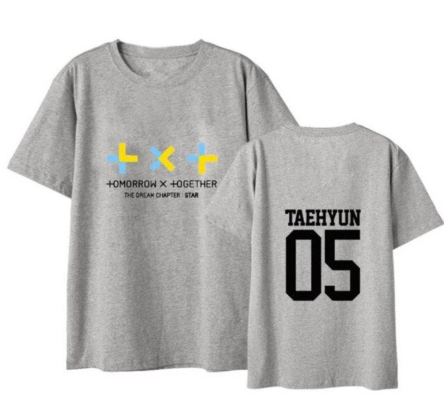 Summer style kpop TXT member name printing short sleeve t shirt for fa ...