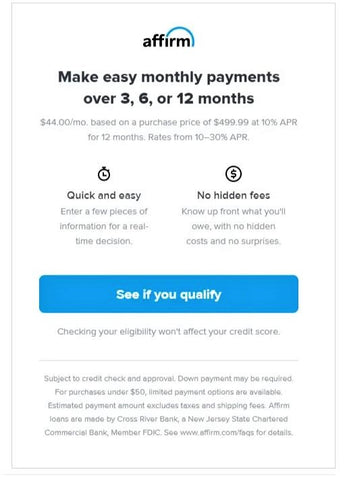 AFFIRM PAYMENTS PAY OVER TIME