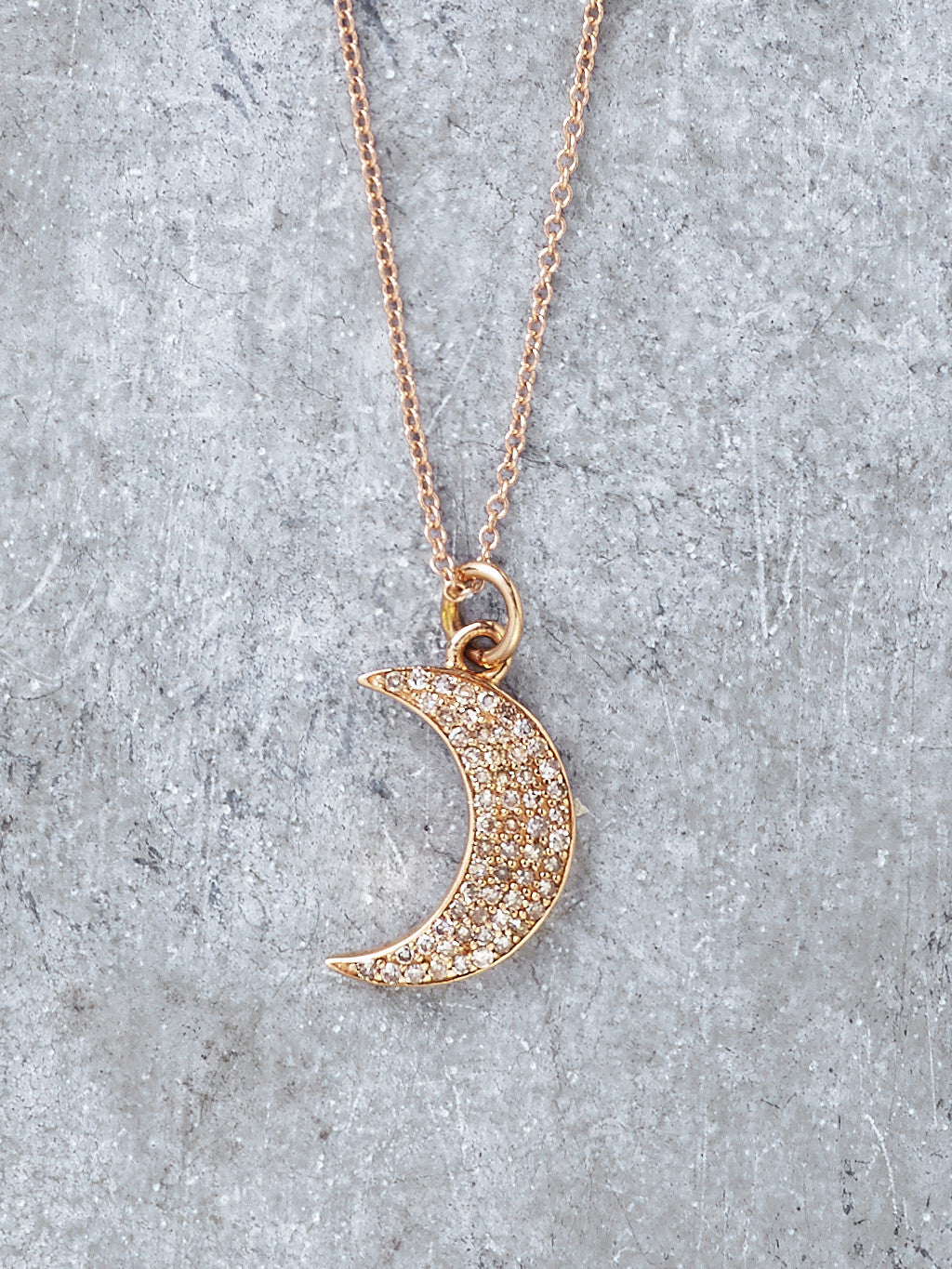 crescent moon necklace gold with diamonds