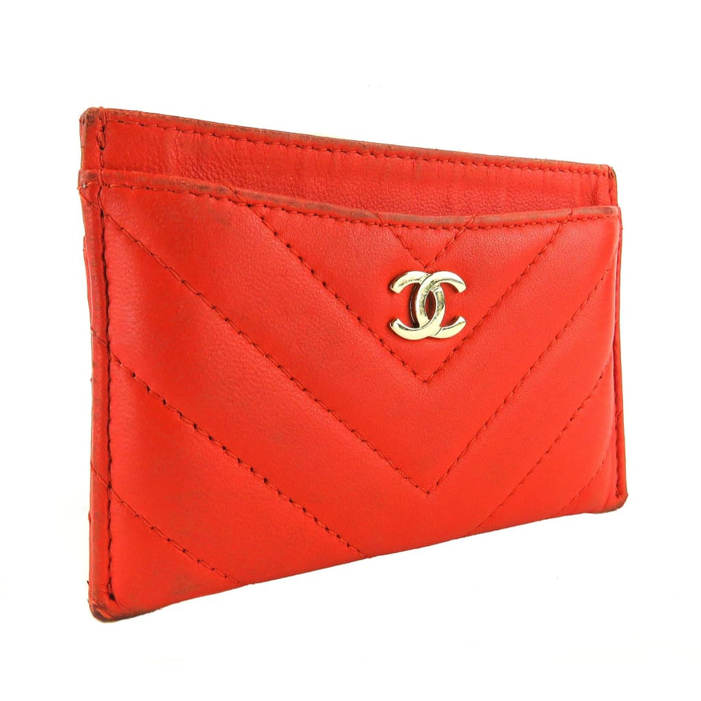 Chanel Orange Chevron Leather Card Holder Wallet – Mosh Posh Designer Consignment Boutique