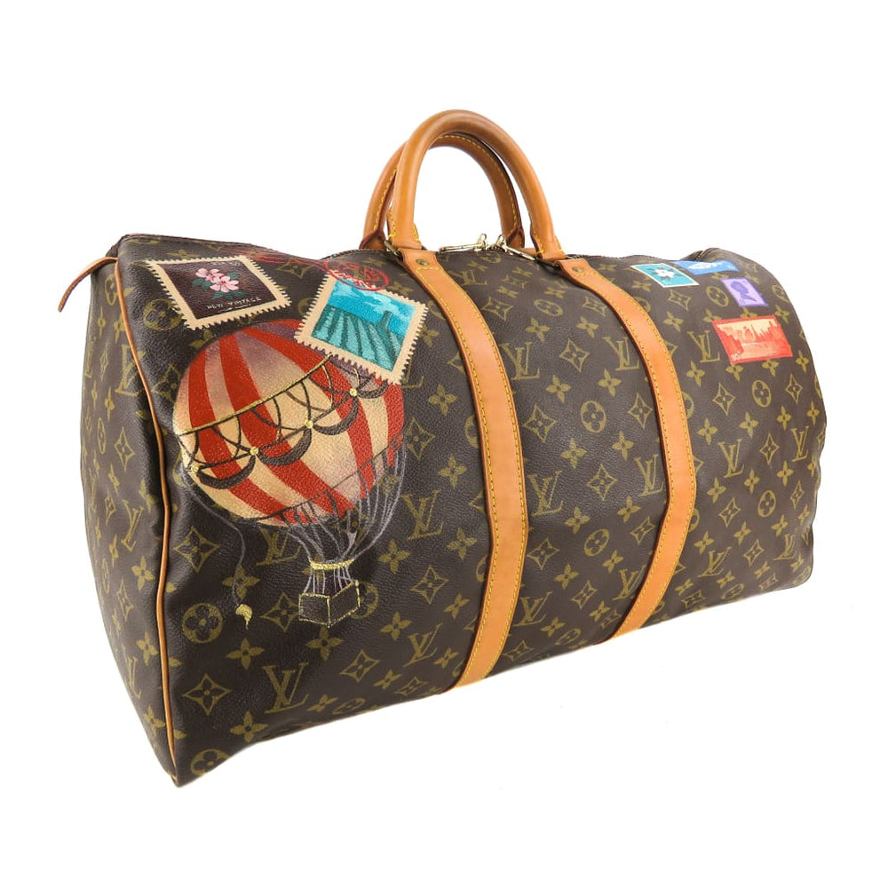 Louis Vuitton Brown Monogram Canvas Hot Air Balloon Stamp Keepall 50 L – Mosh Posh Designer ...