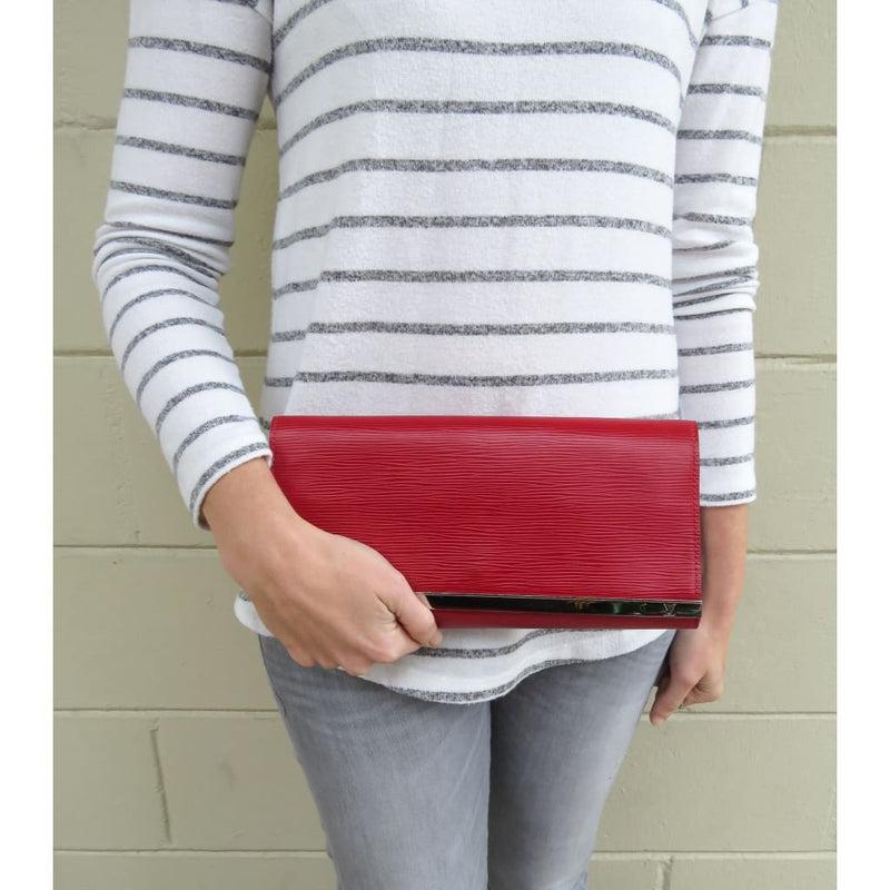 Louis Vuitton Red Epi Leather Sevigne Clutch Bag – Mosh Posh Designer Consignment Boutique