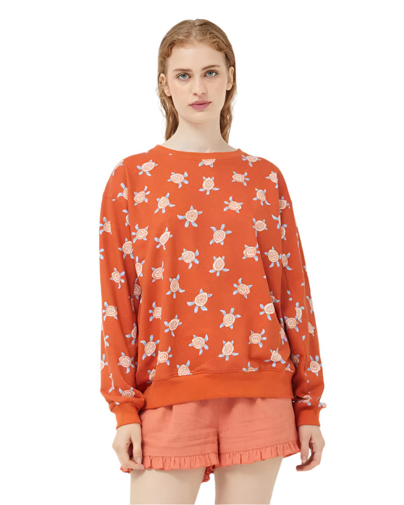 Compania Fantastica Turtle Print Sweatshirt in Rust