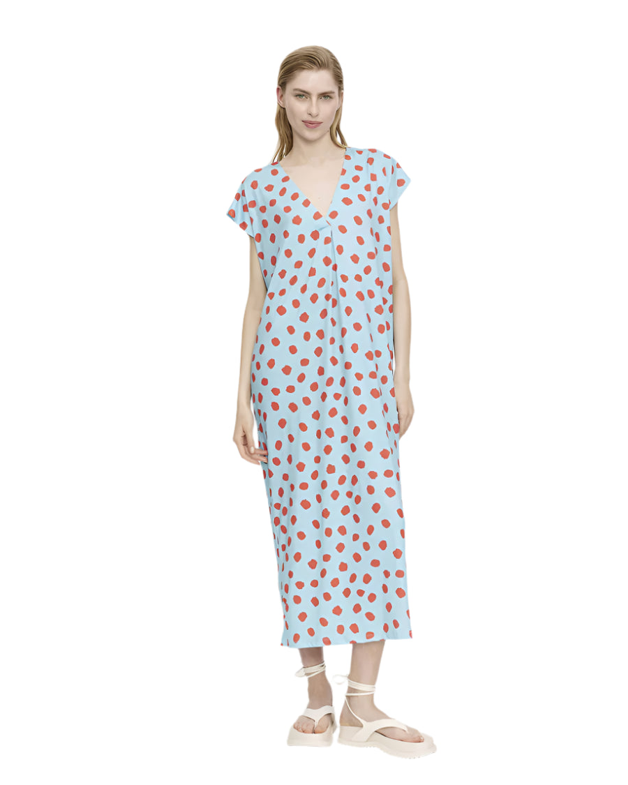 Compania Fantastica Orange and Blue Polka Dot Dress
