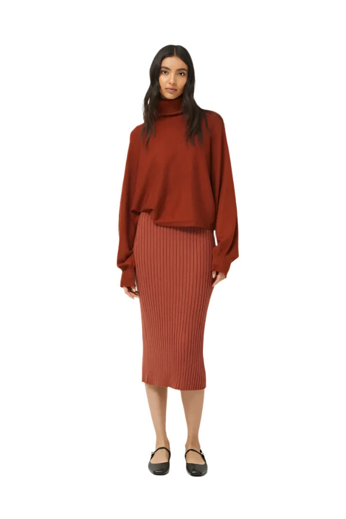 Compania Fantastica Brown Knitted Midi Skirt