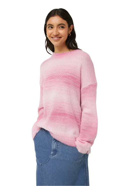 Compania Fantastica Knitted Sweater with Blurred Stripes in Blue or Pink