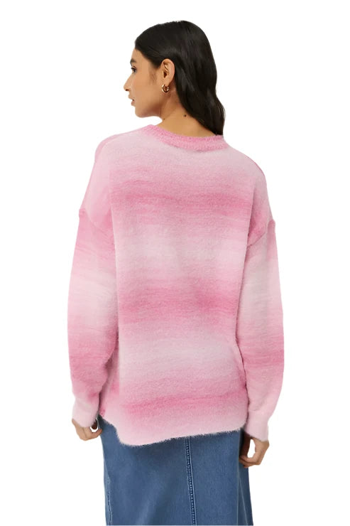 Compania Fantastica Knitted Sweater with Blurred Stripes in Blue or Pink