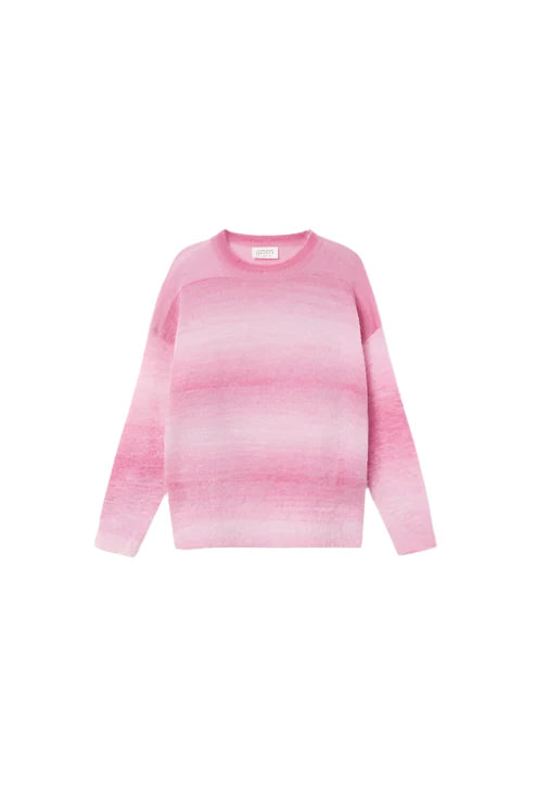 Compania Fantastica Knitted Sweater with Blurred Stripes in Blue or Pink