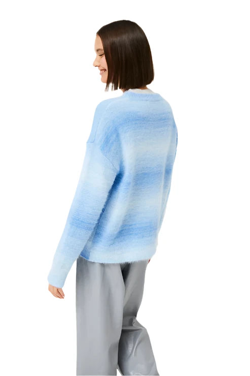 Compania Fantastica Knitted Sweater with Blurred Stripes in Blue or Pink