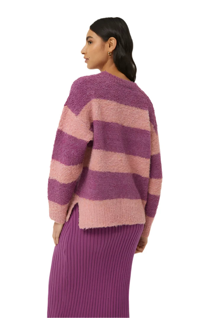 Compania Fantastica Purple striped fluffy knit sweater