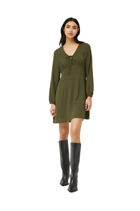 Companina Fantastica Short khaki green crepe dress or in Black