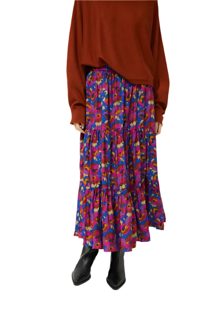 Compania Fantastica Dewberry Floral Print Midi Skirt