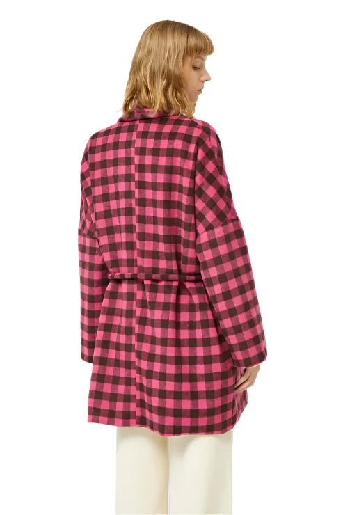 Compania Fantastica Short Coat with Pink Checkered Pattern
