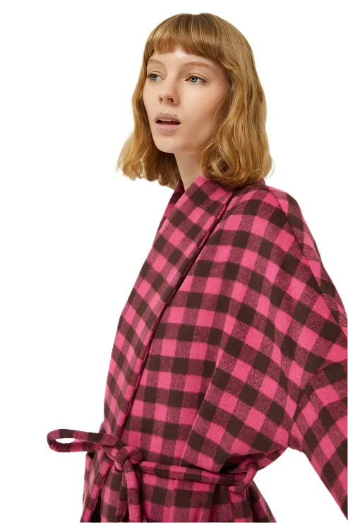 Compania Fantastica Short Coat with Pink Checkered Pattern