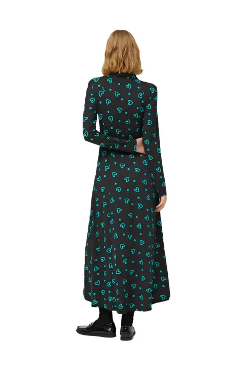 Compania Fantastica Long shirt dress with green heart print