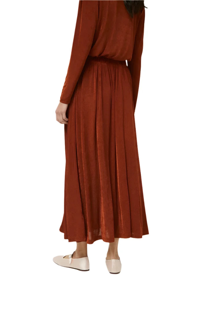 Compania Fantastica Brown shiny finish midi skirt