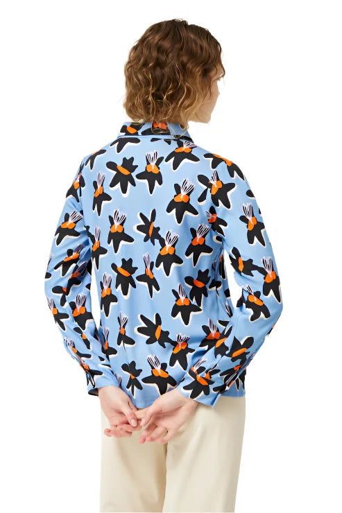 Compania Fantastica Blue Calatea floral print shirt