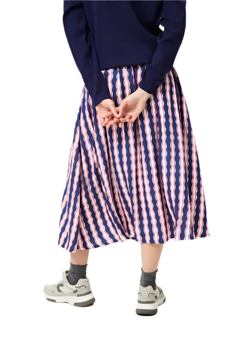 Compania Fantastica Serepentine Striped Print Midi Skirt