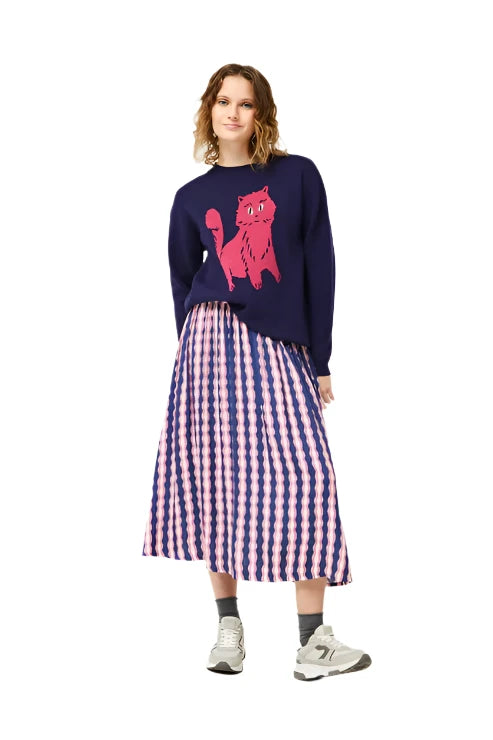 Compania Fantastica Serepentine Striped Print Midi Skirt