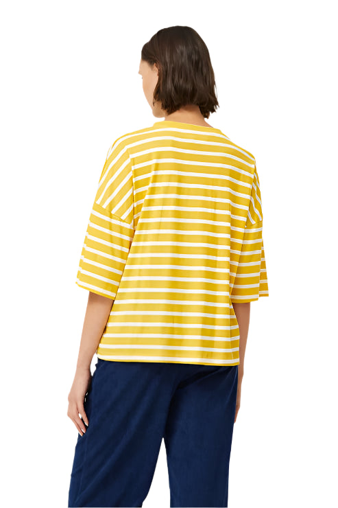 Compania Fantastica Striped Shirt with Flower Patch