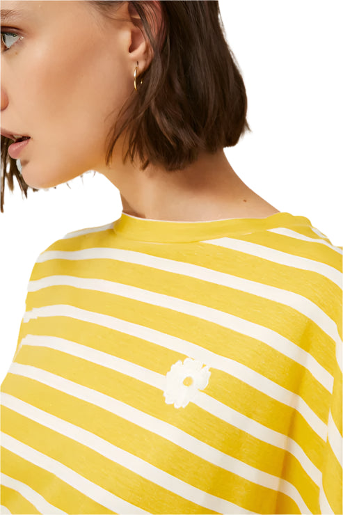 Compania Fantastica Striped Shirt with Flower Patch