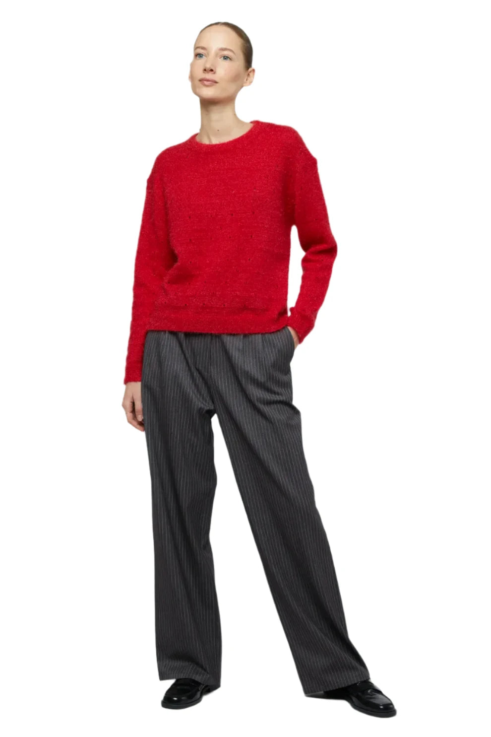 Wild Pony Red Perforated Knit Sweater