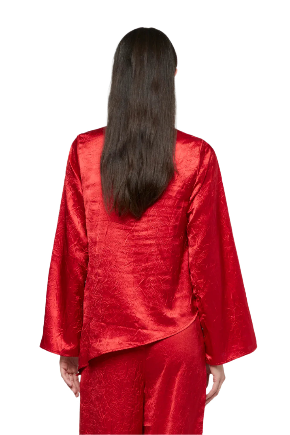 Wild Pony Red Crinkle Satin Top