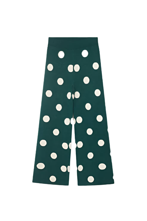Compania Fantastica White polka dot printed jacquard knit pants