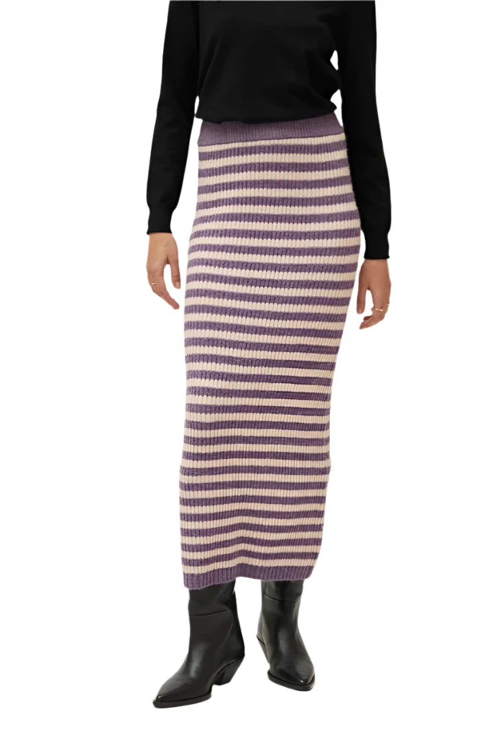 Compania Fantastica Long Purple Striped Knit Skirt