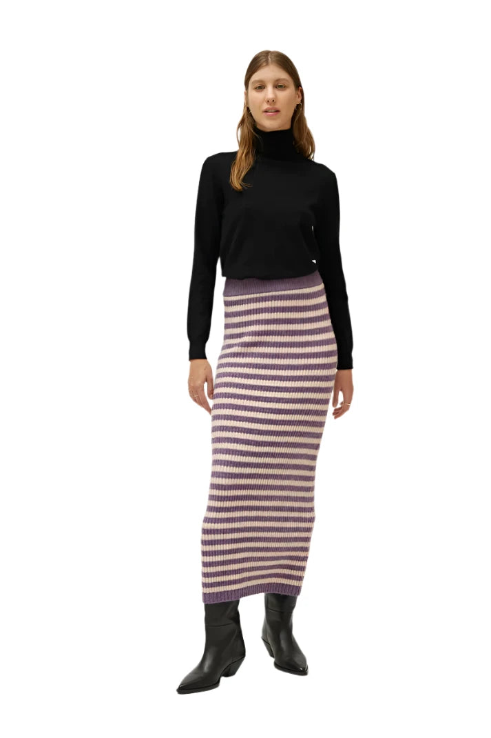 Compania Fantastica Long Purple Striped Knit Skirt